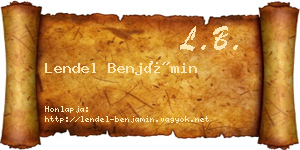 Lendel Benjámin névjegykártya